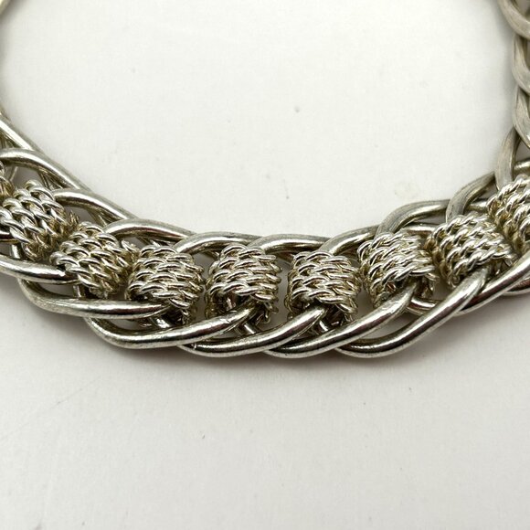 Sterling Silver 925 Heavy Woven Mesh Curb Link Toggle Clasp 37g 7.75” - Picture 9 of 9